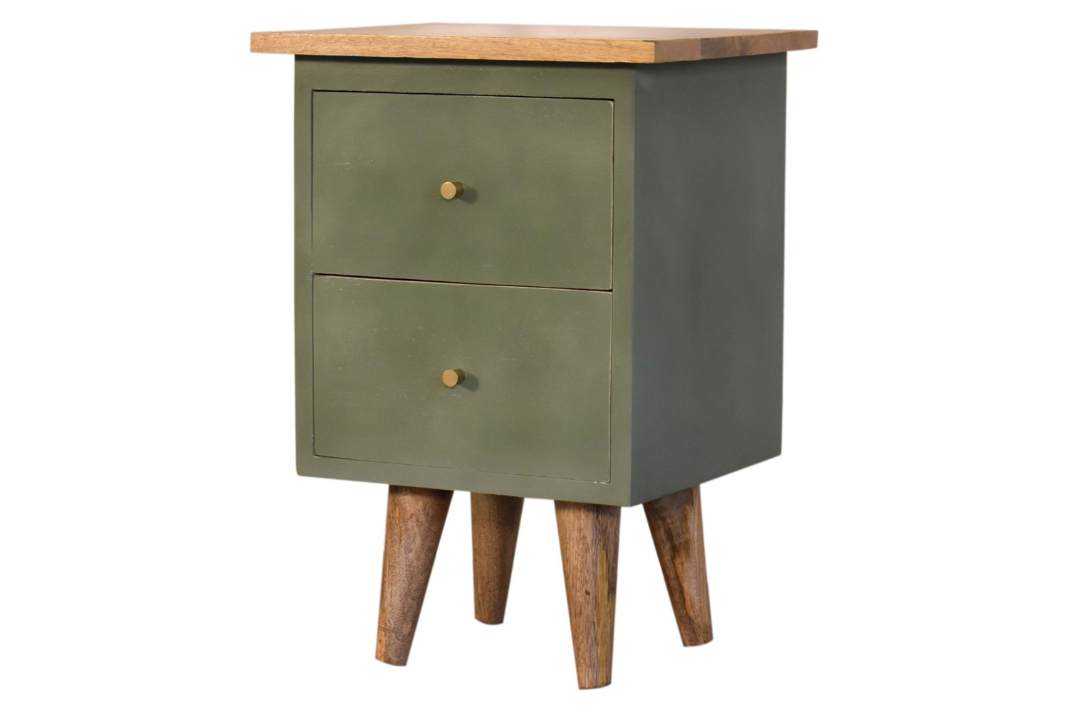 Artisan Hand Painted Bedside - Olive