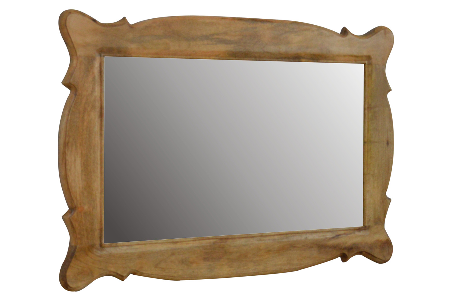 Artisan Hand Carved Oblong Frame with Mirror - Oak-ish