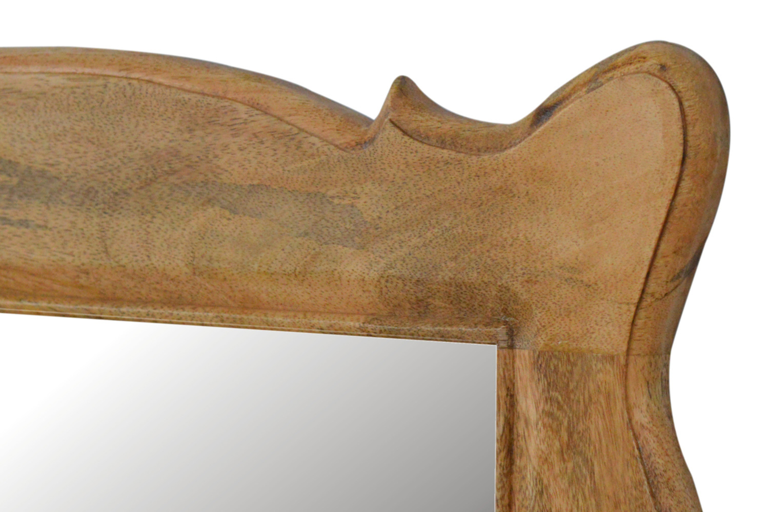 Artisan Hand Carved Oblong Frame with Mirror - Oak-ish