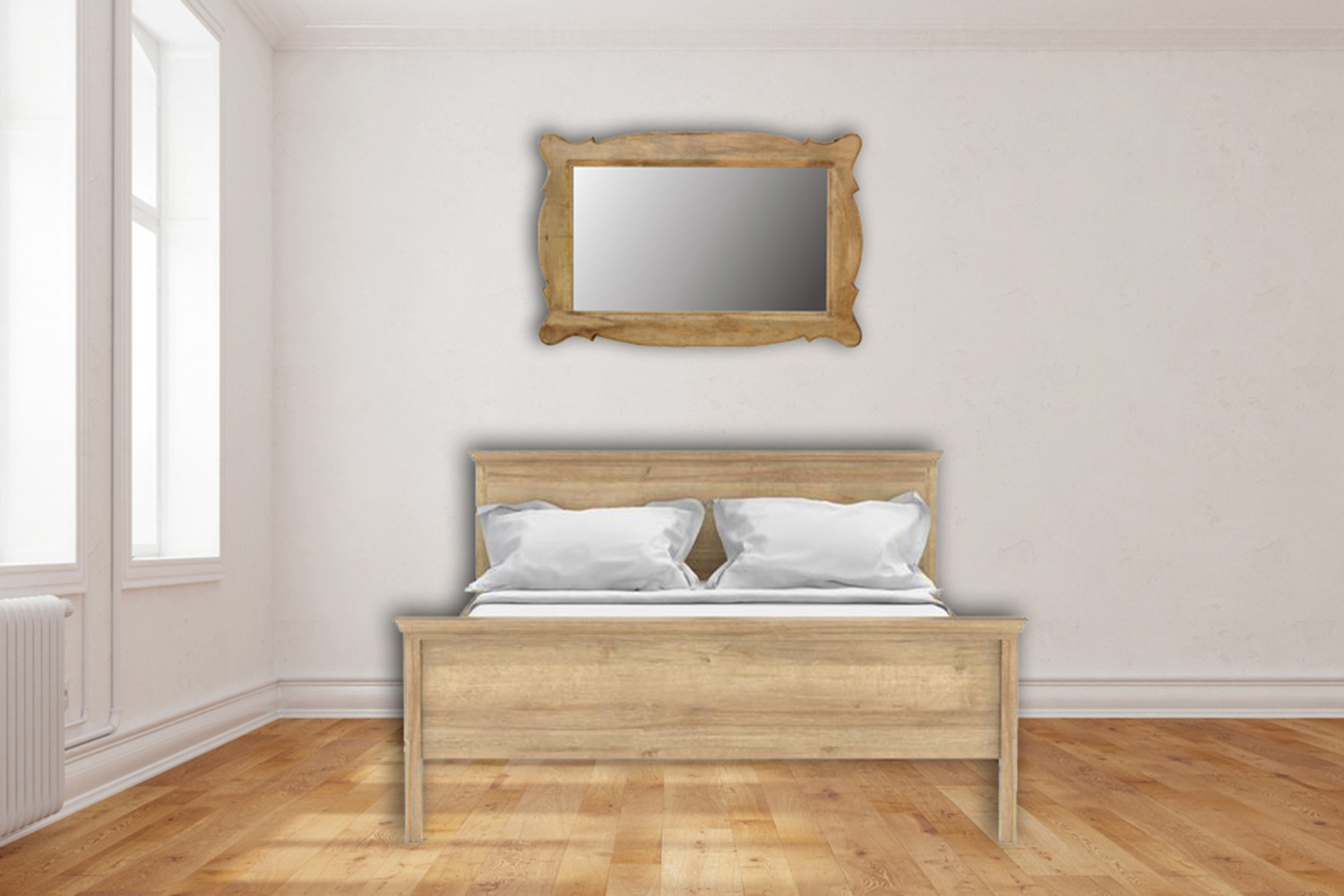 Artisan Hand Carved Oblong Frame with Mirror - Oak-ish