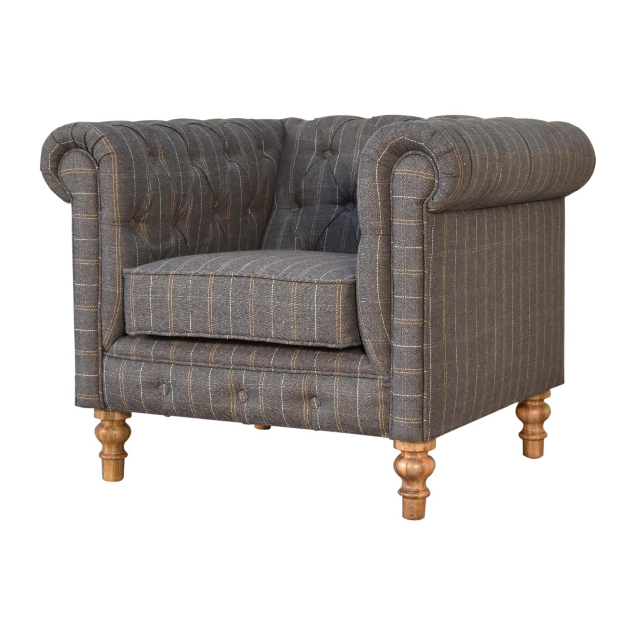 Artisan - Chesterfield Armchair in Pewter, Tweed