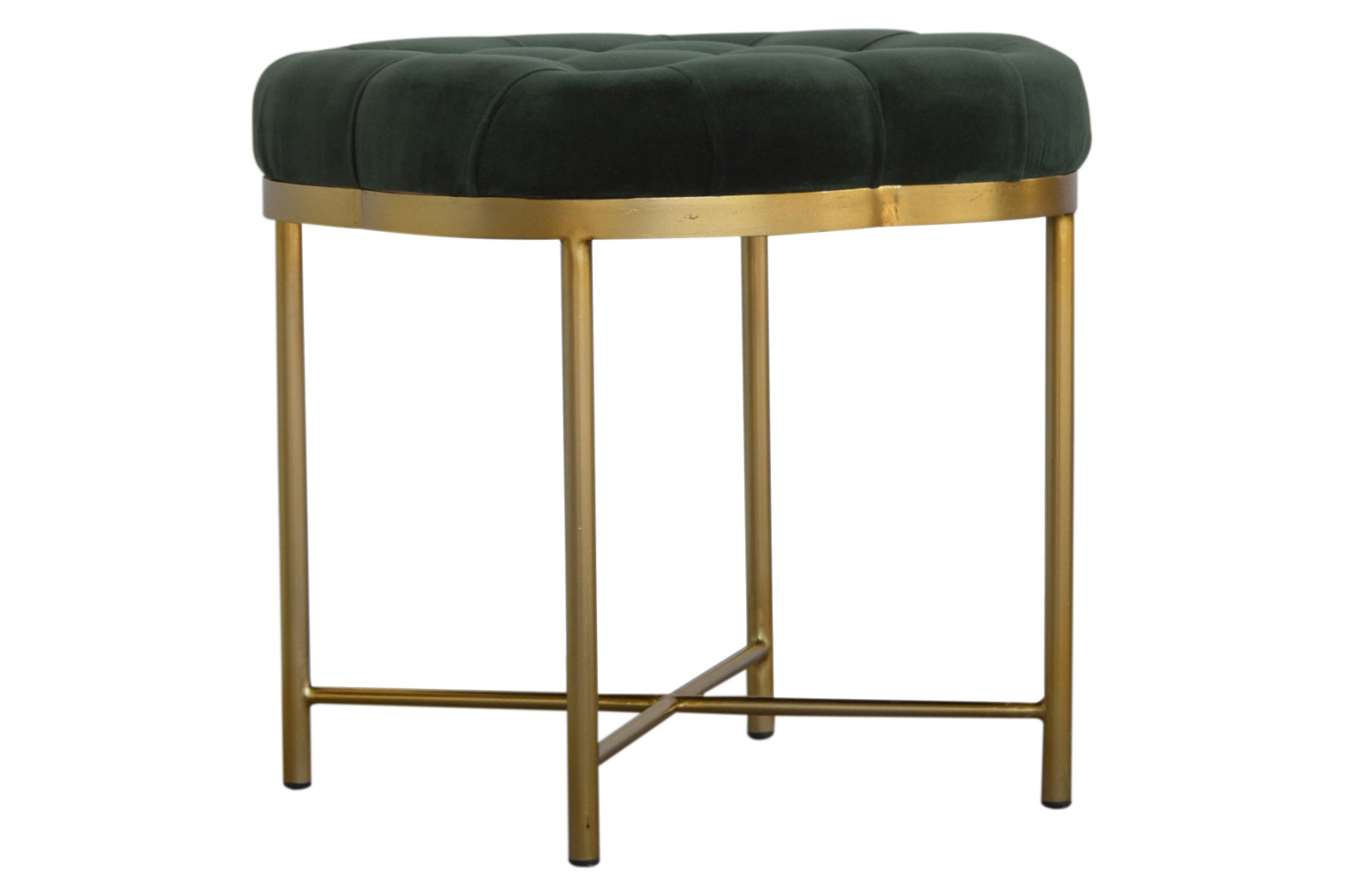 Artisan Deep Button Velvet Footstool - Emerald Green