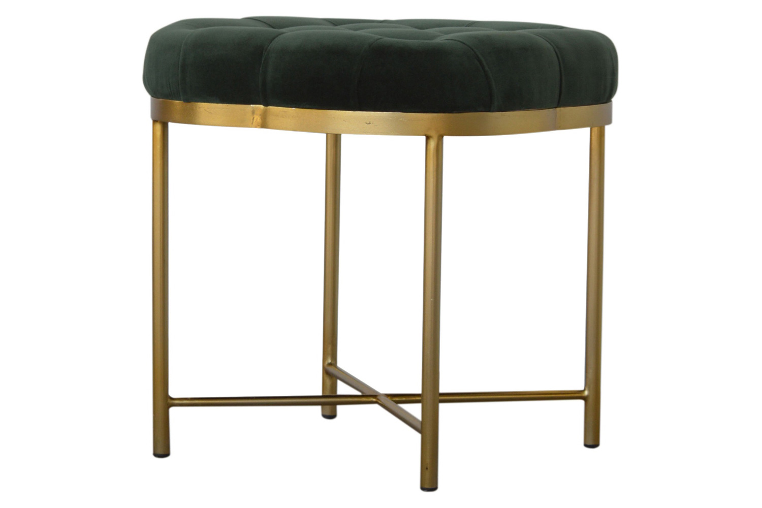 Artisan Deep Button Velvet Footstool - Emerald Green
