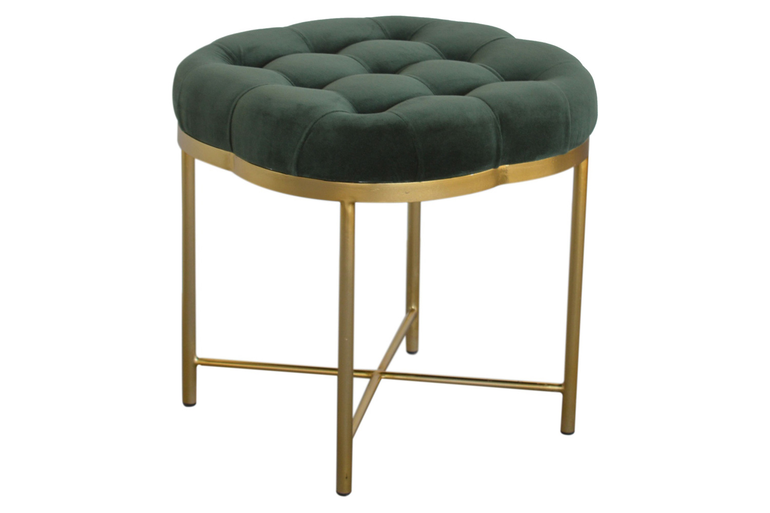 Artisan Deep Button Velvet Footstool - Emerald Green