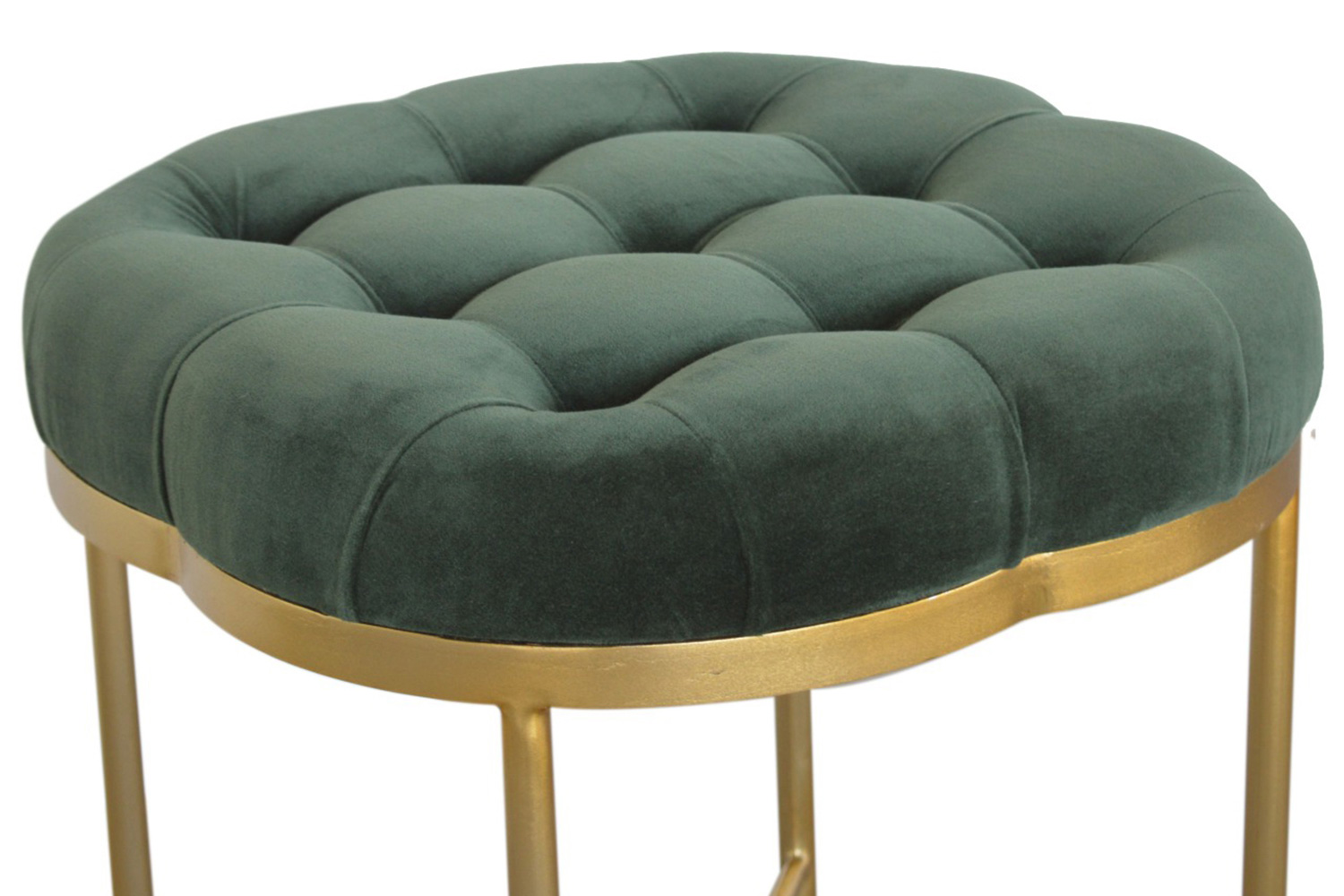 Artisan Deep Button Velvet Footstool - Emerald Green