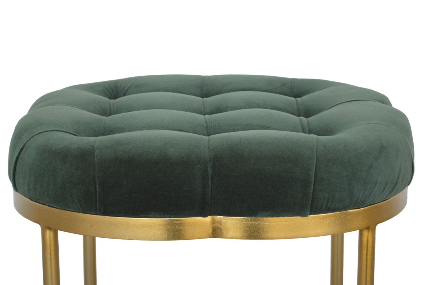 Artisan Deep Button Velvet Footstool - Emerald Green