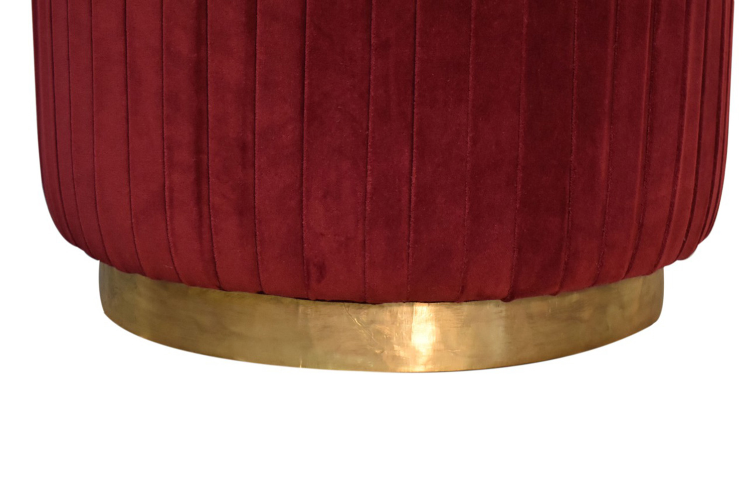 Artisan Footstool with Base - Cotton Velvet, Wine Red, Gold