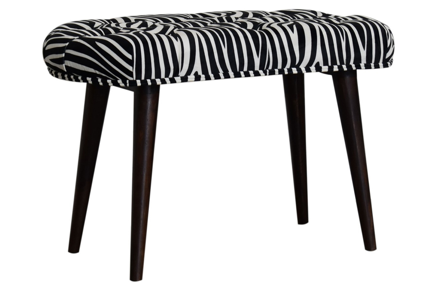 Artisan Deep Button Bench - Zebra, Velvet
