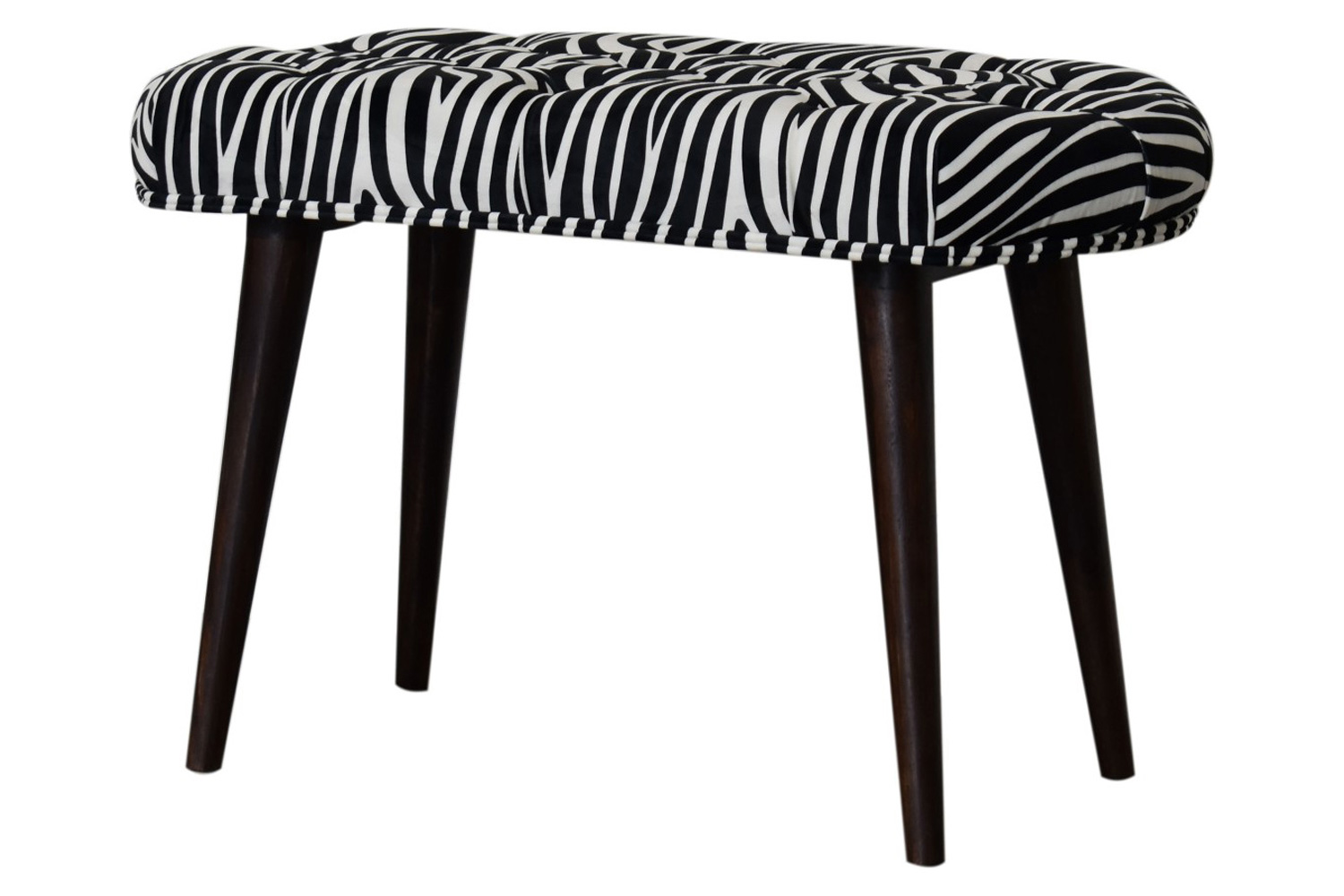 Artisan Deep Button Bench - Zebra, Velvet