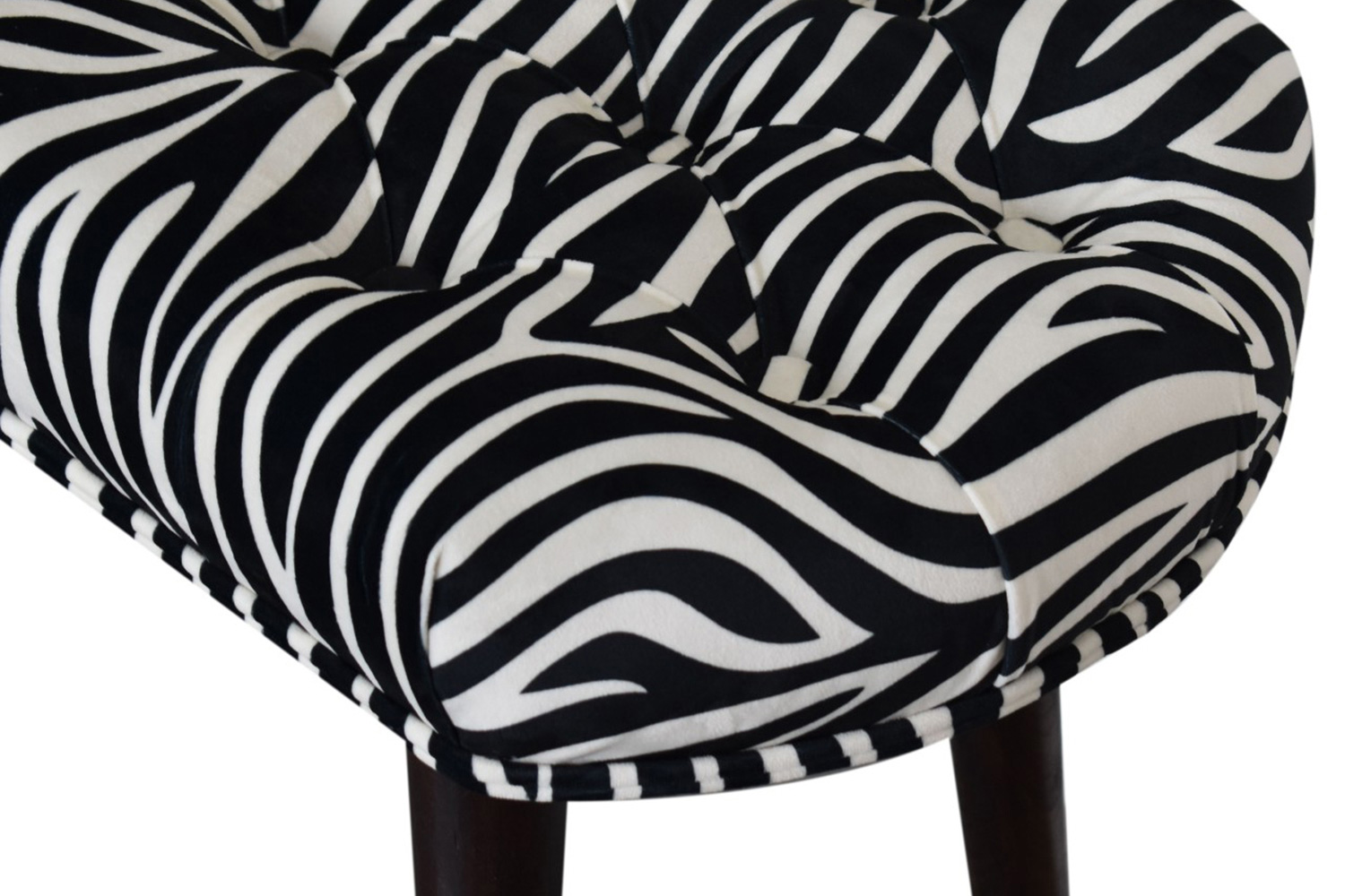 Artisan Deep Button Bench - Zebra, Velvet
