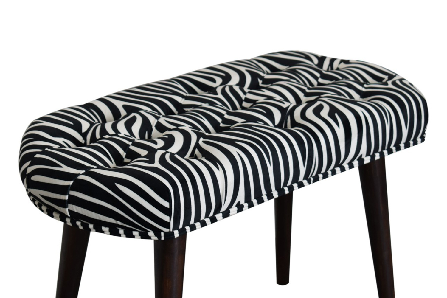 Artisan Deep Button Bench - Zebra, Velvet