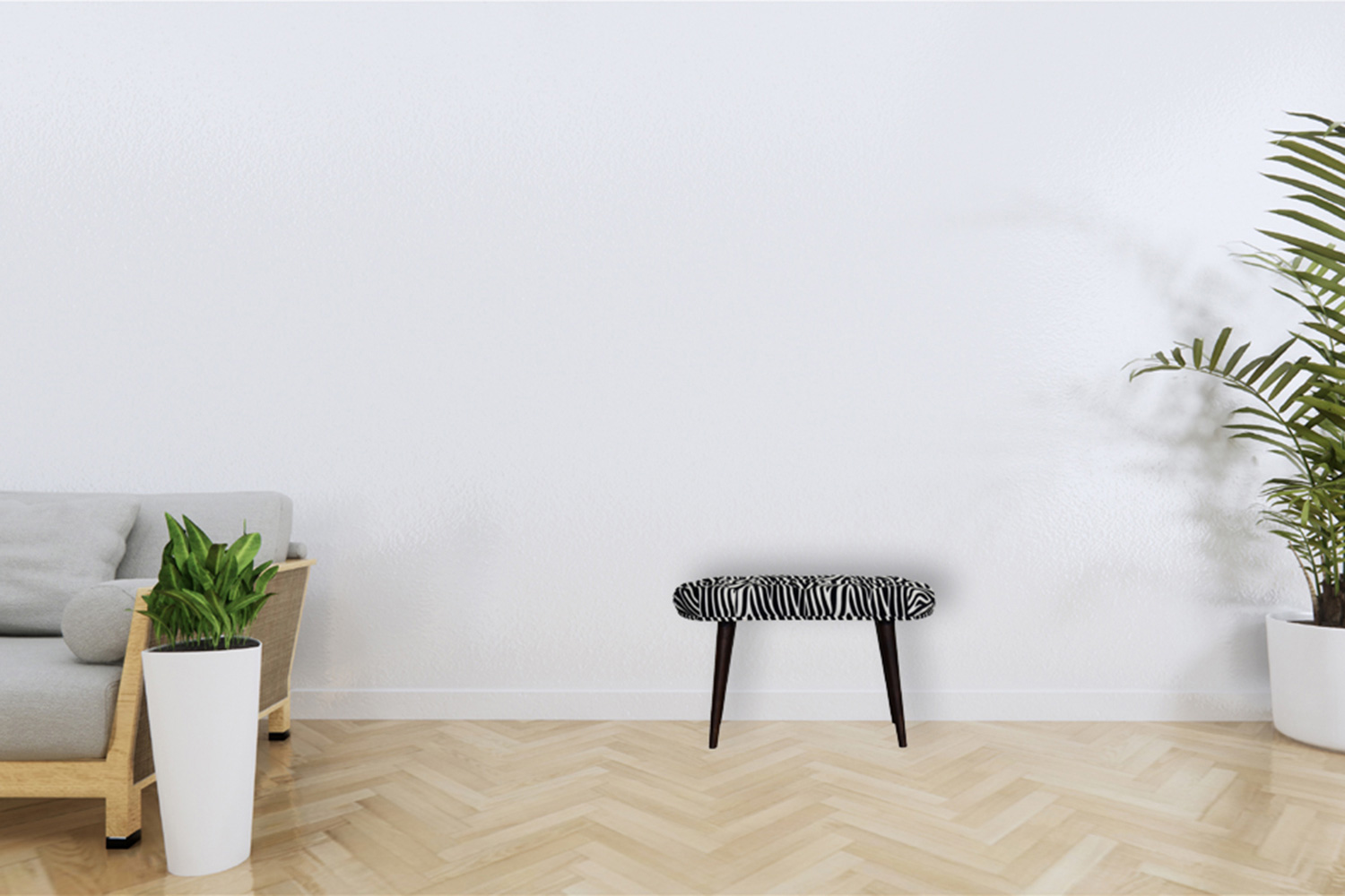 Artisan Deep Button Bench - Zebra, Velvet