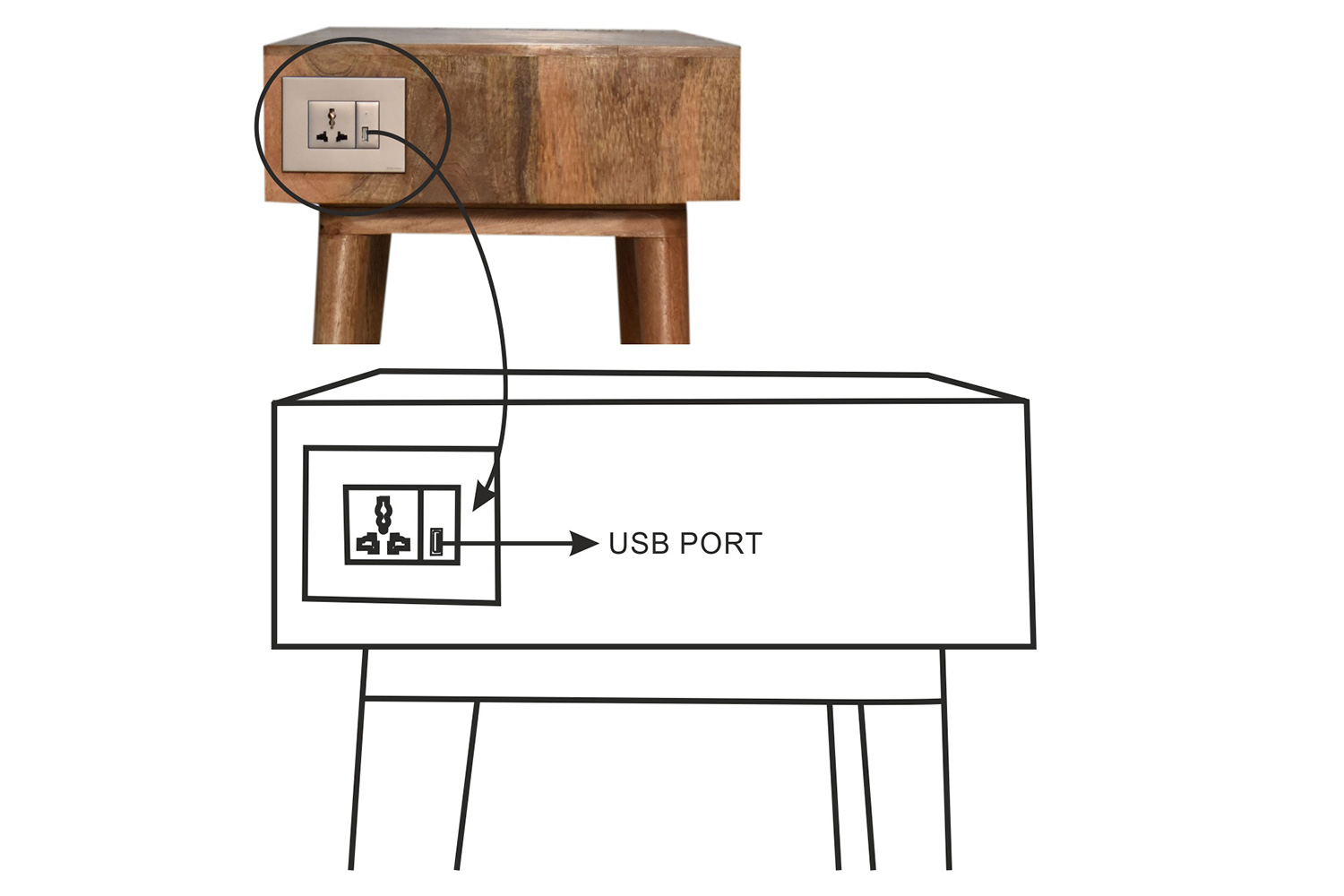 Artisan Solid Wood Open Slot Writing Desk - Oak-ish, With Cable Access
