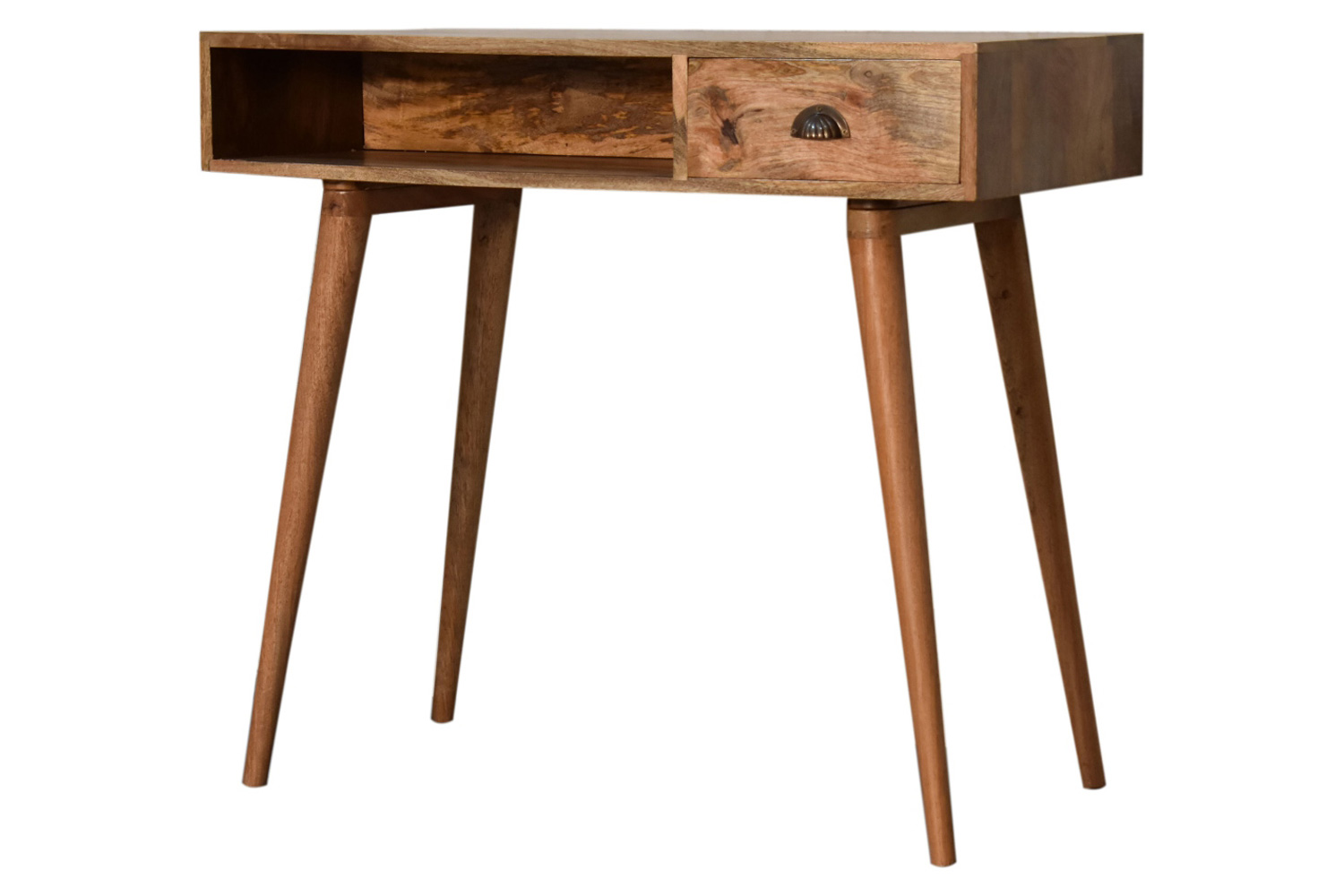 Artisan Solid Wood Open Slot Writing Desk - Oak-ish, With Cable Access