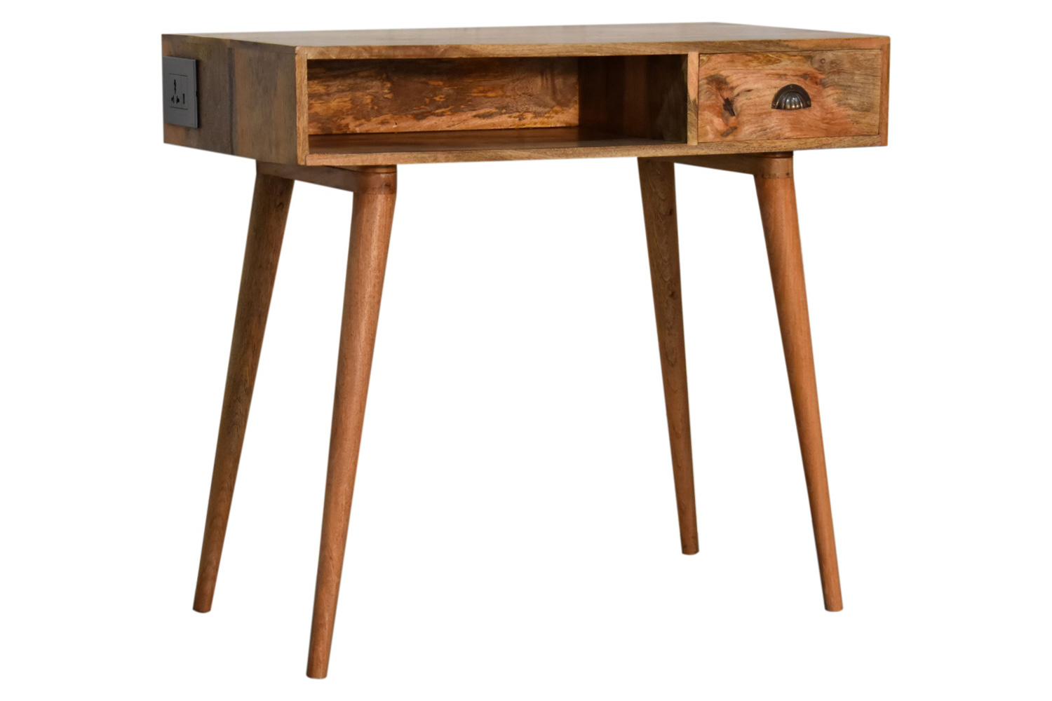 Artisan Solid Wood Open Slot Writing Desk - Oak-ish, With Cable Access