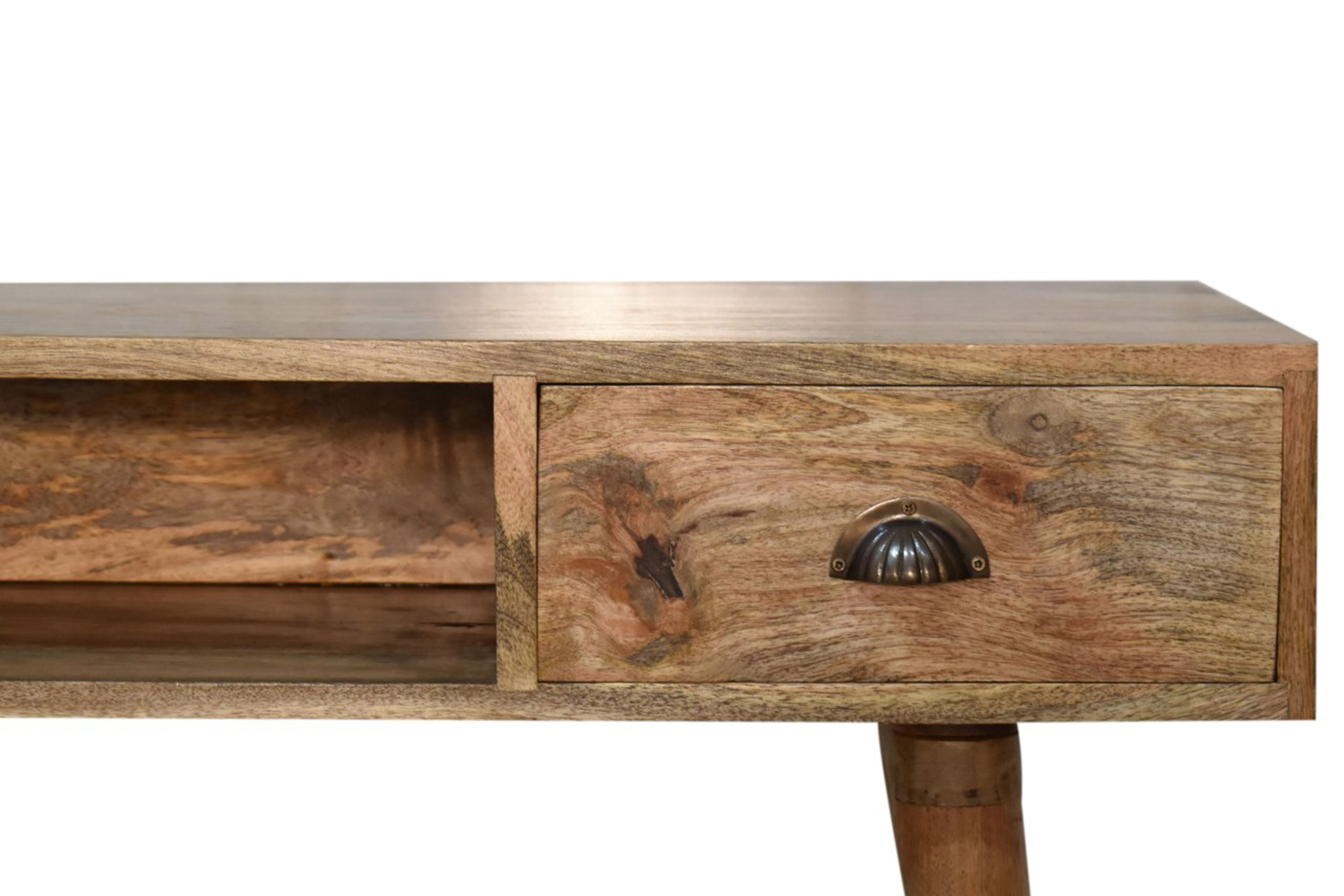 Artisan Solid Wood Open Slot Writing Desk - Oak-ish, With Cable Access