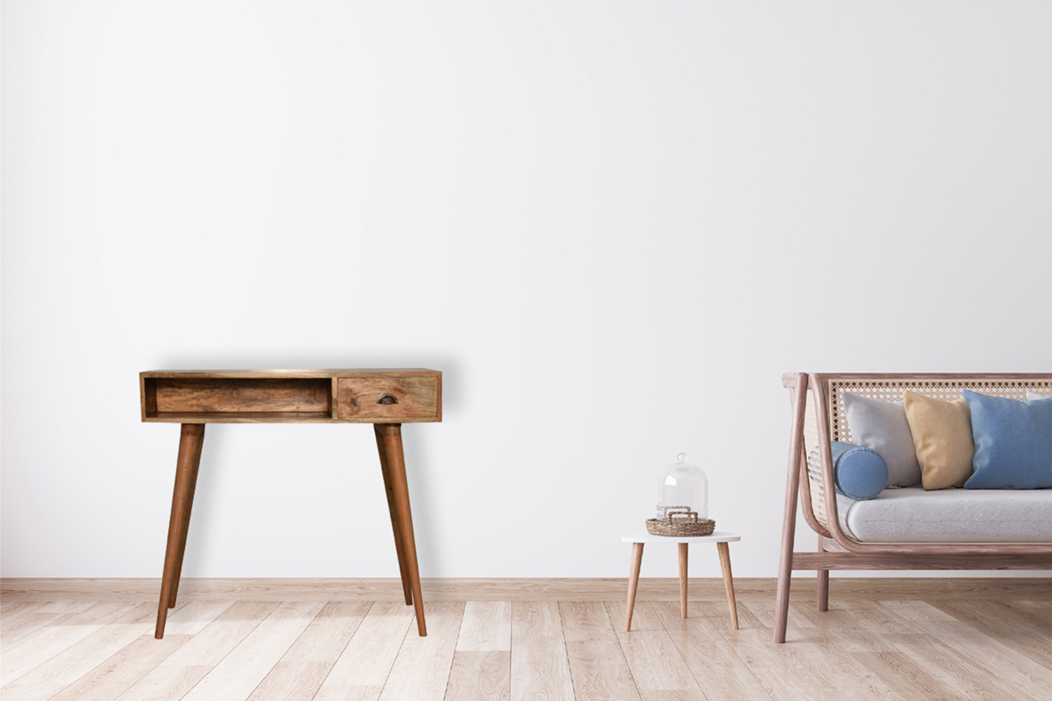 Artisan Solid Wood Open Slot Writing Desk - Oak-ish, With Cable Access