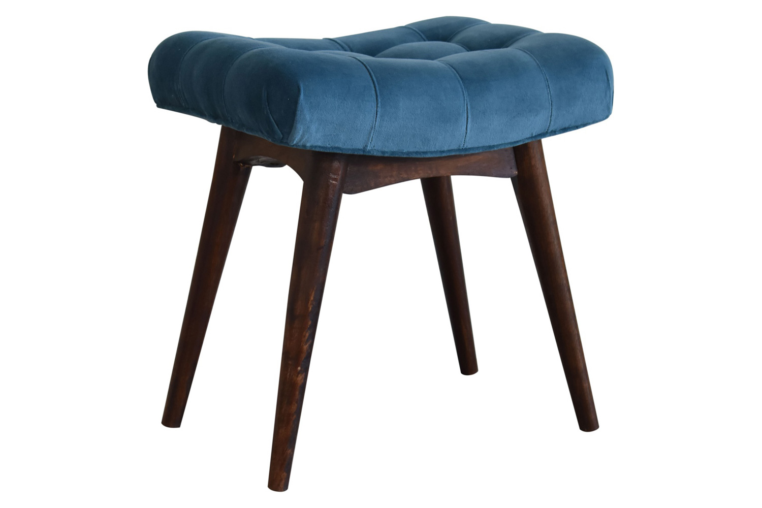 Artisan Curved Mini Bench - Teal, Velvet