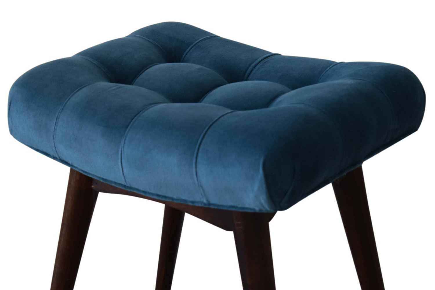 Artisan Curved Mini Bench - Teal, Velvet