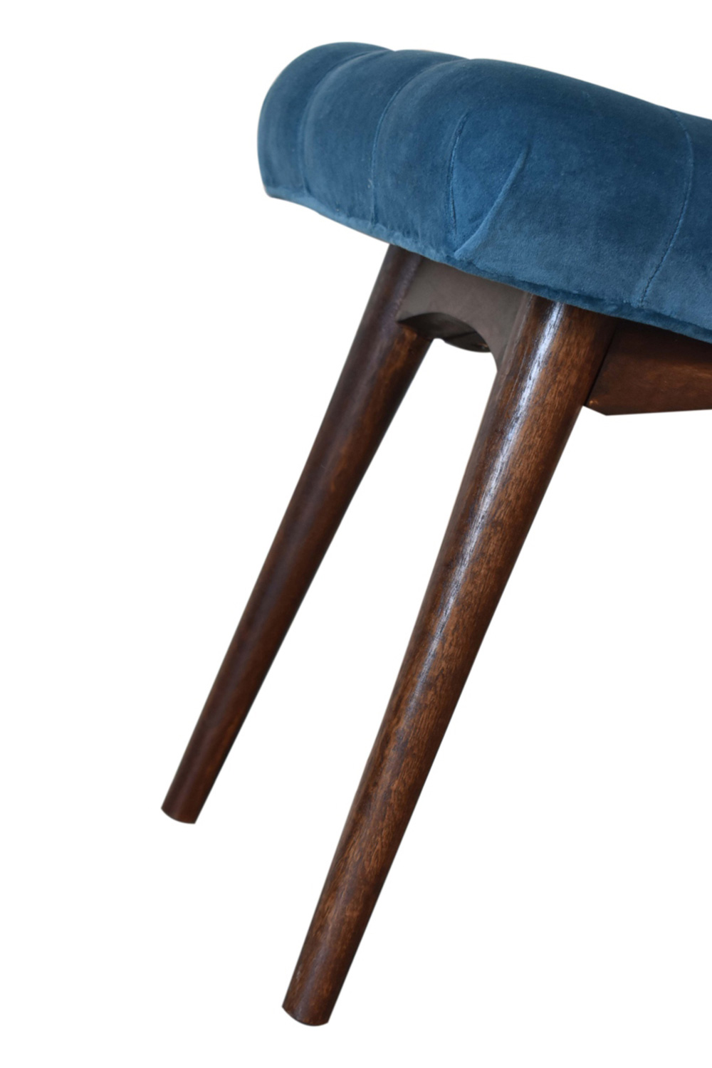Artisan Curved Mini Bench - Teal, Velvet