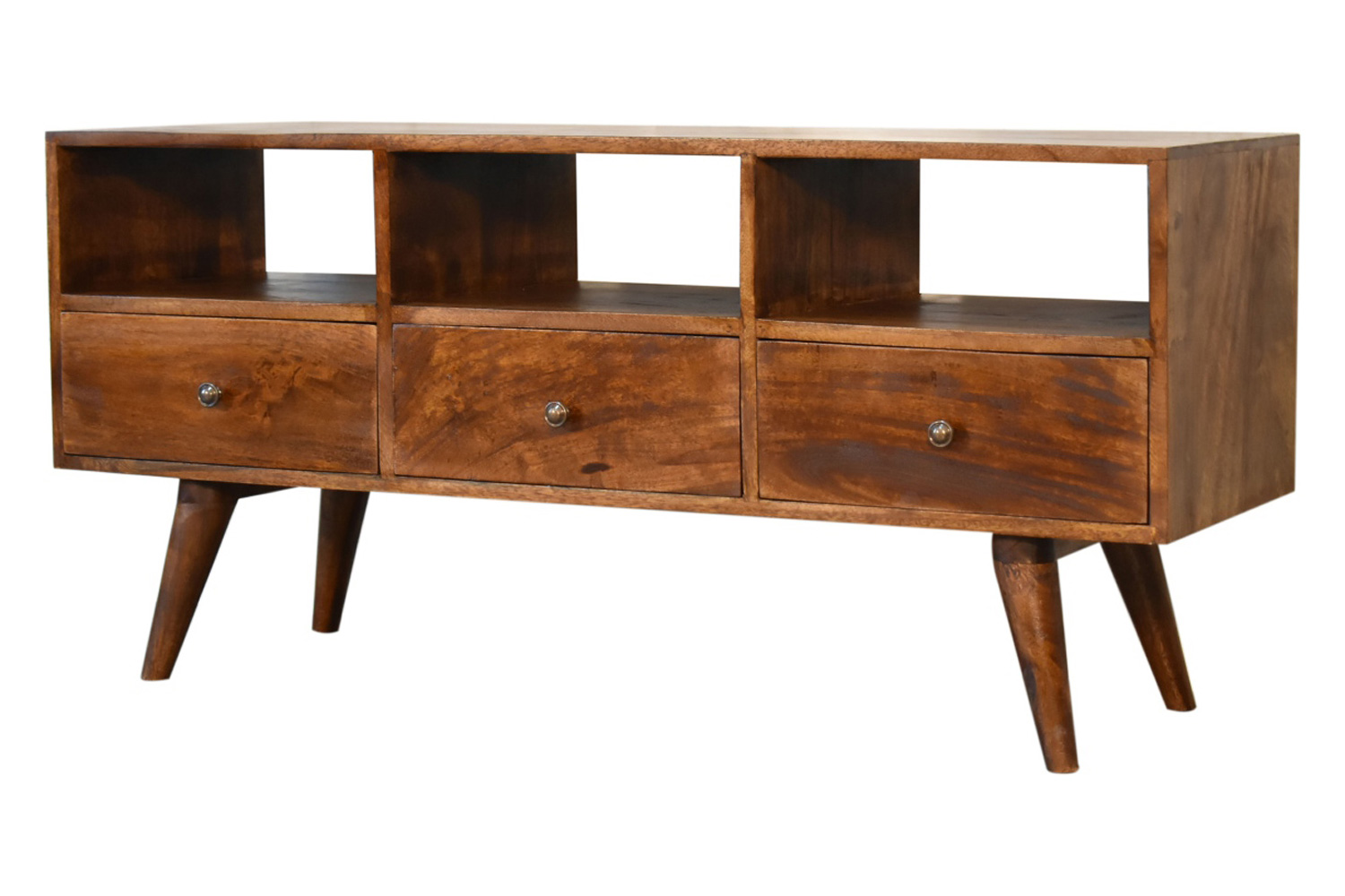 Artisan Nordic Style TV Unit with 3 Drawers - Chestnut