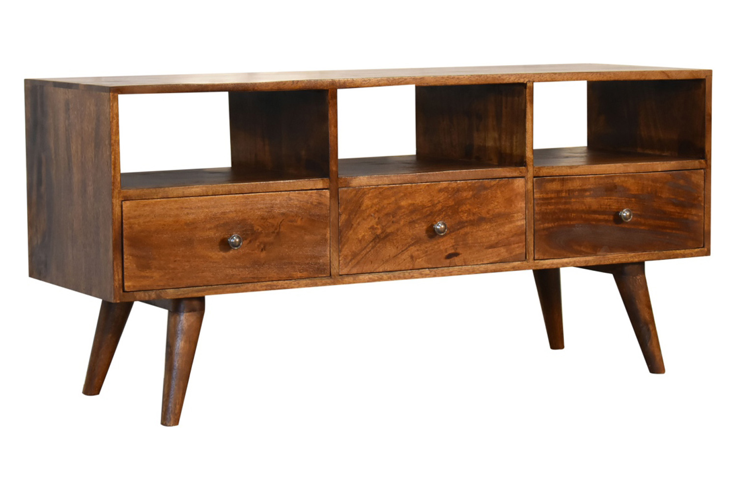 Artisan Nordic Style TV Unit with 3 Drawers - Chestnut