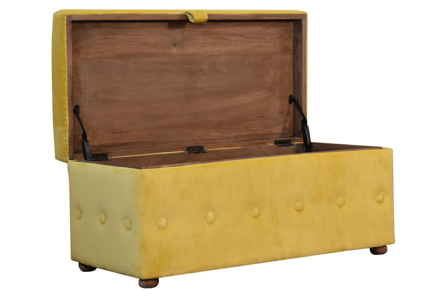 Artisan Lid-up Cotton Velvet Ottoman - Mustard
