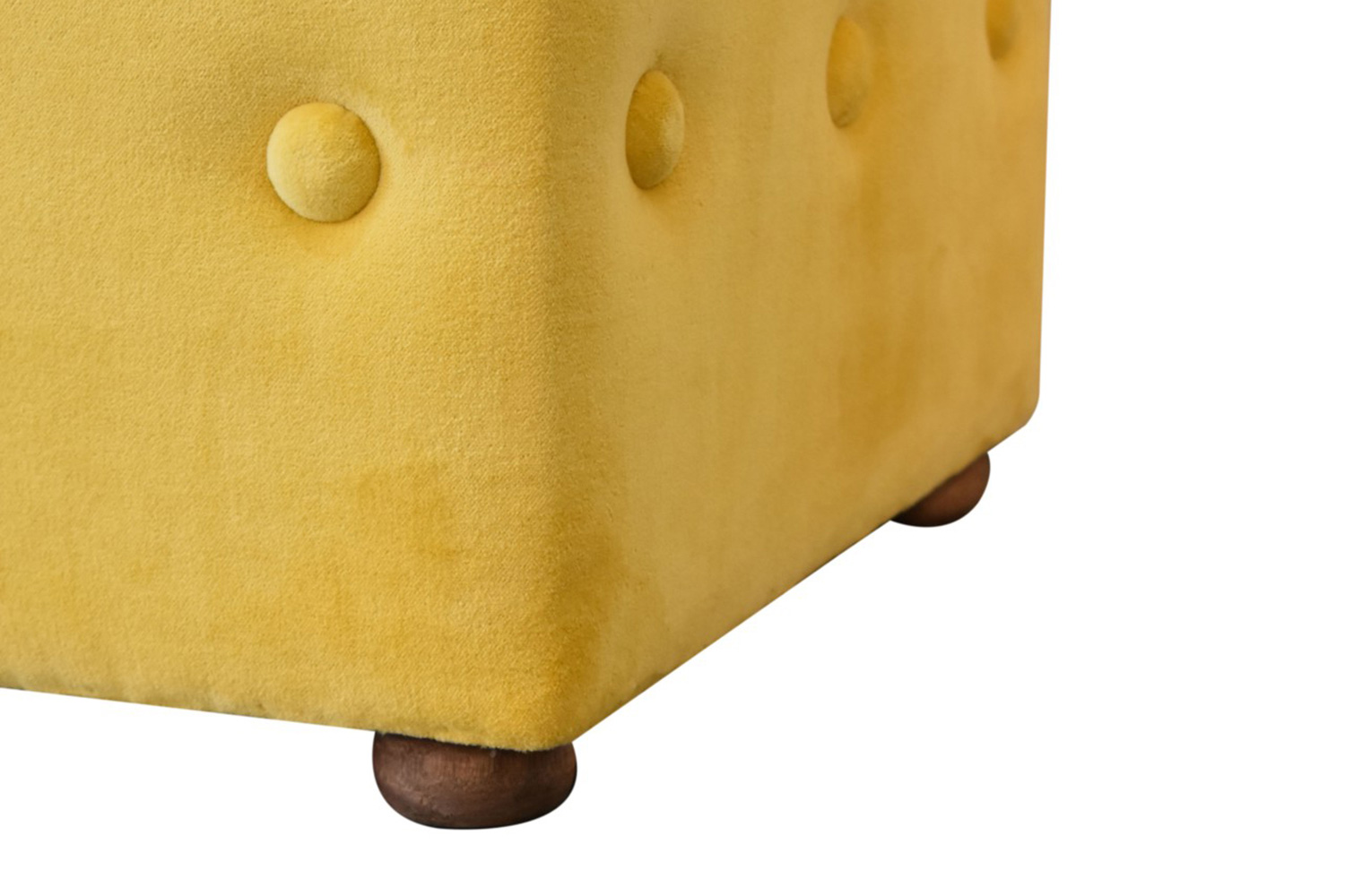 Artisan Lid-up Cotton Velvet Ottoman - Mustard