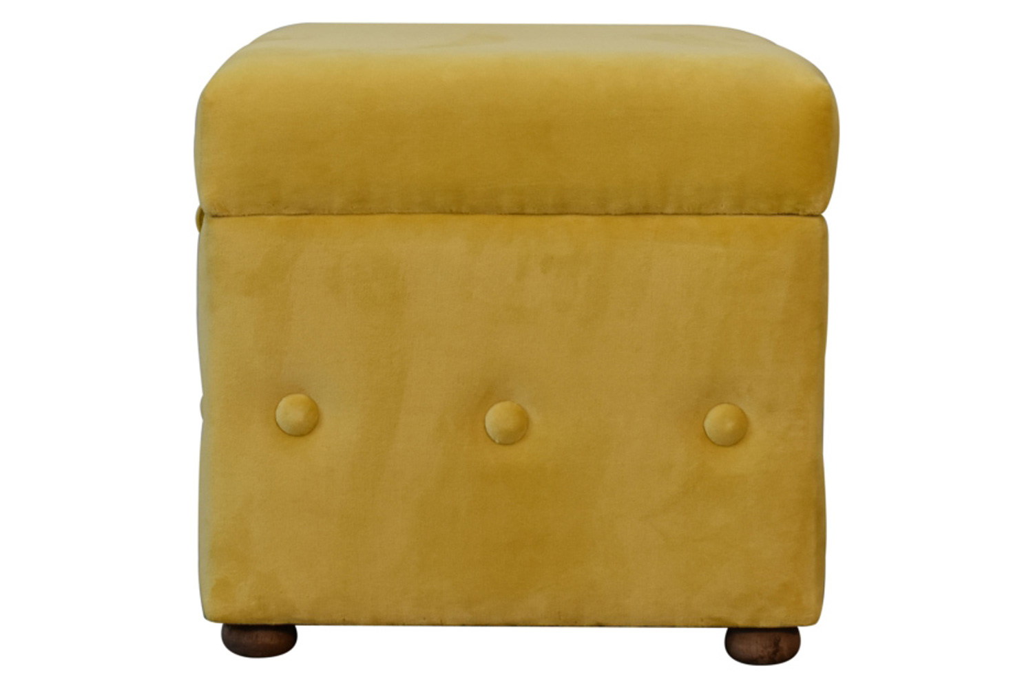 Artisan Lid-up Cotton Velvet Ottoman - Mustard
