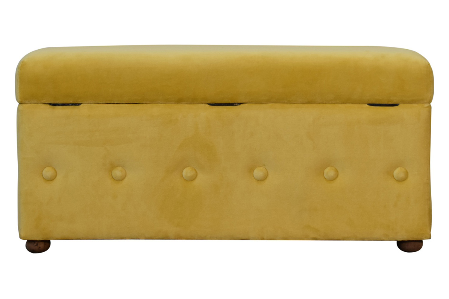 Artisan Lid-up Cotton Velvet Ottoman - Mustard