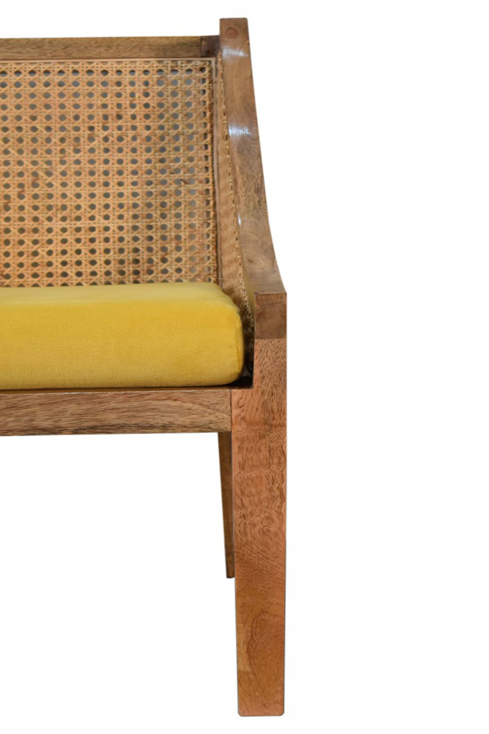 Artisan - Cotton Velvet Rattan Chair in Mustard, Retro