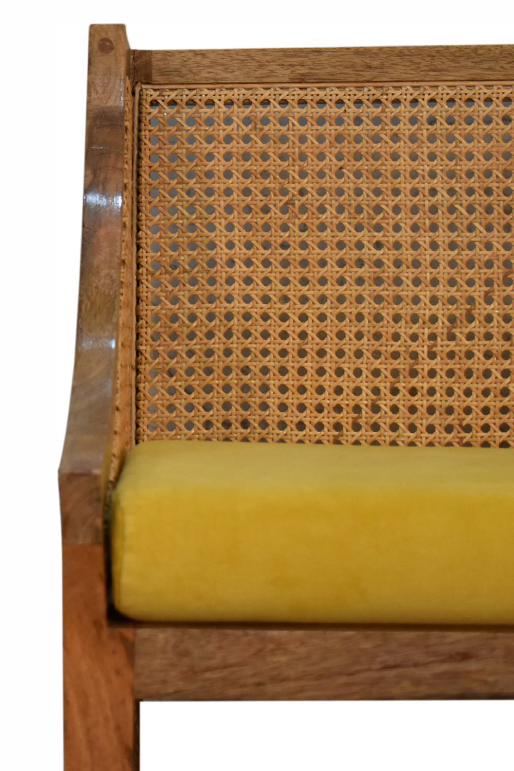 Artisan - Cotton Velvet Rattan Chair in Mustard, Retro
