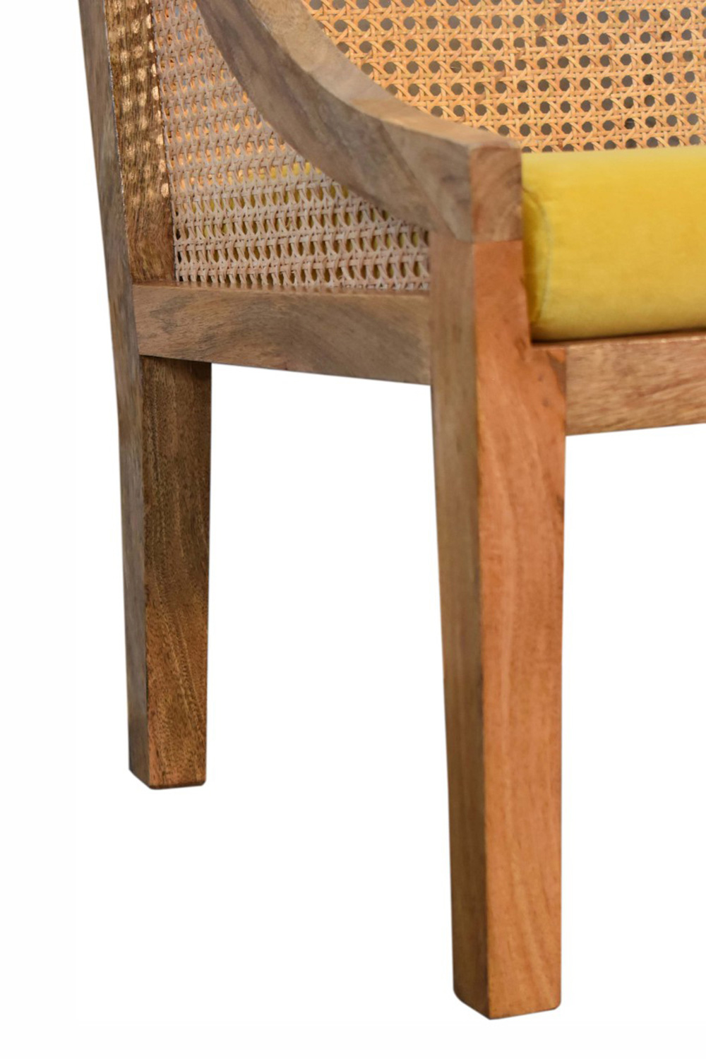 Artisan - Cotton Velvet Rattan Chair in Mustard, Retro