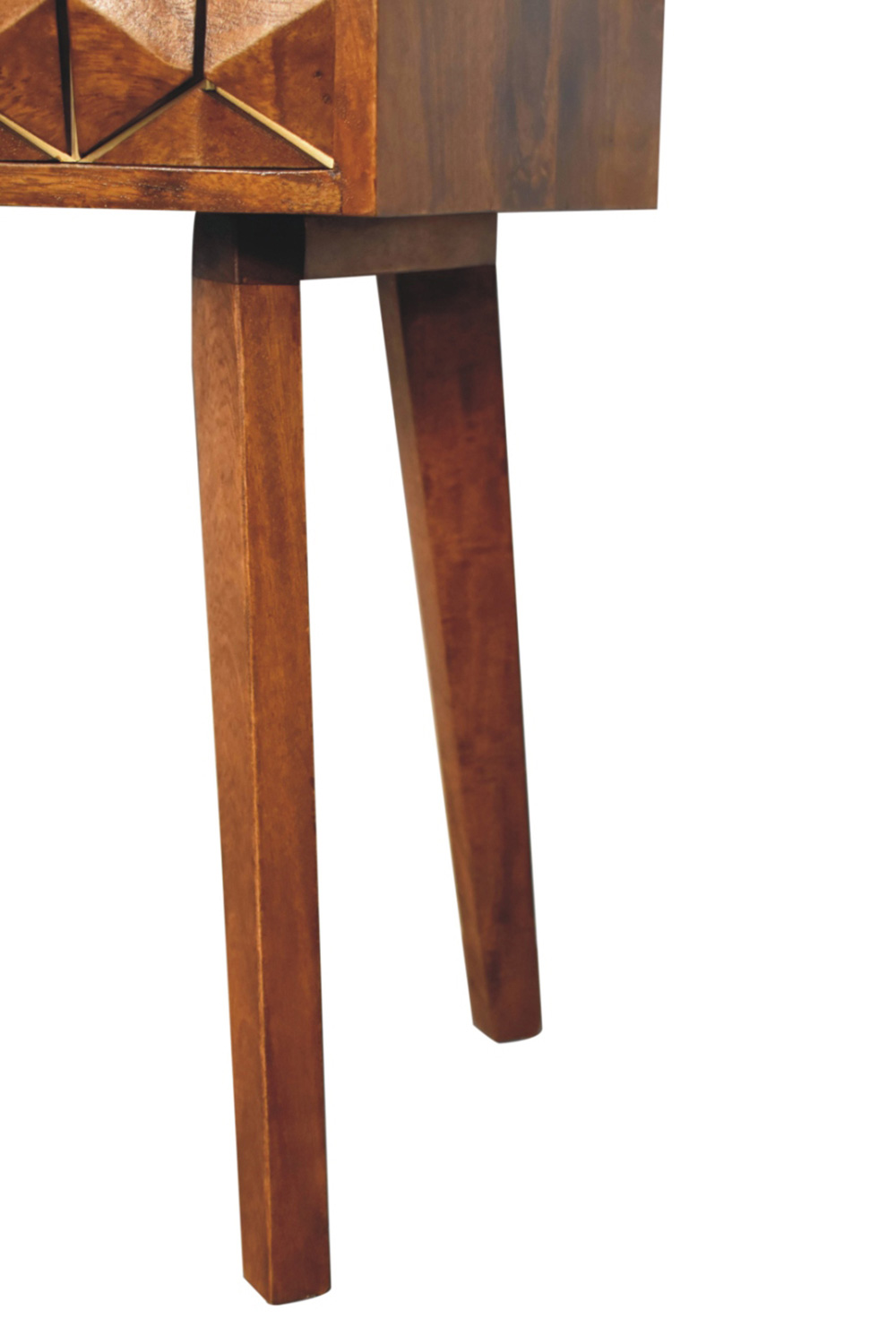Artisan - Cubed Brass Inlay Bedside in Chestnut