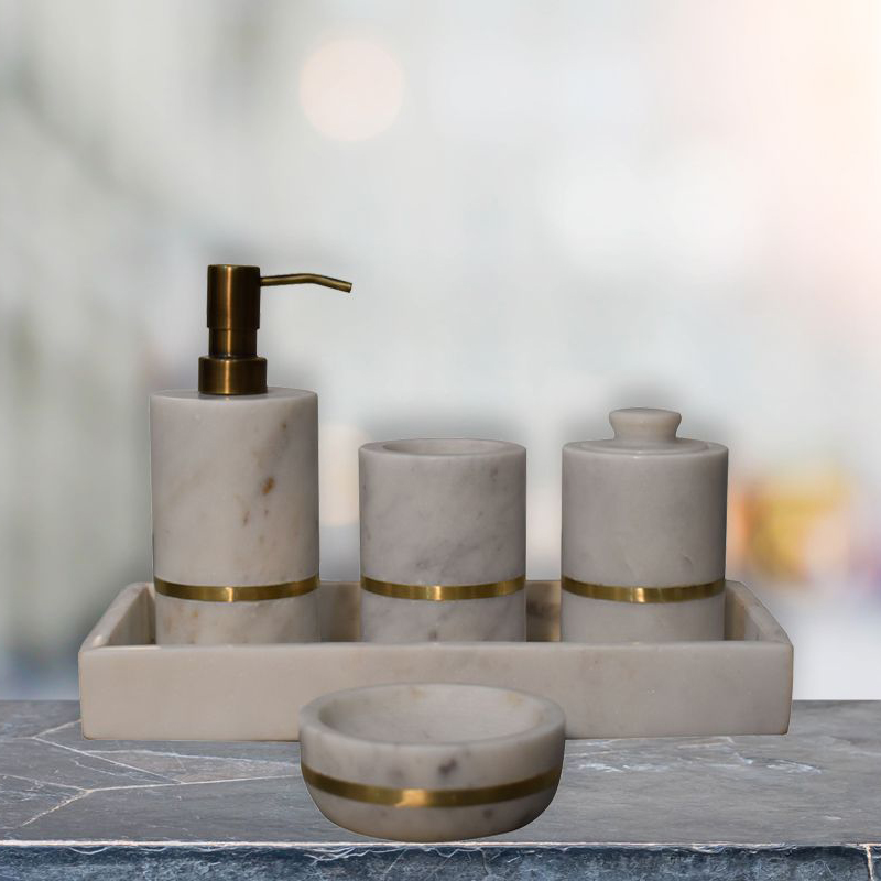Artisan - Brass Inlay Bathroom Set Of 5