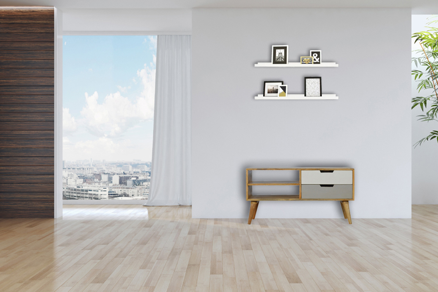 Artisan - Gray and White Media Unit with 2 Drawers