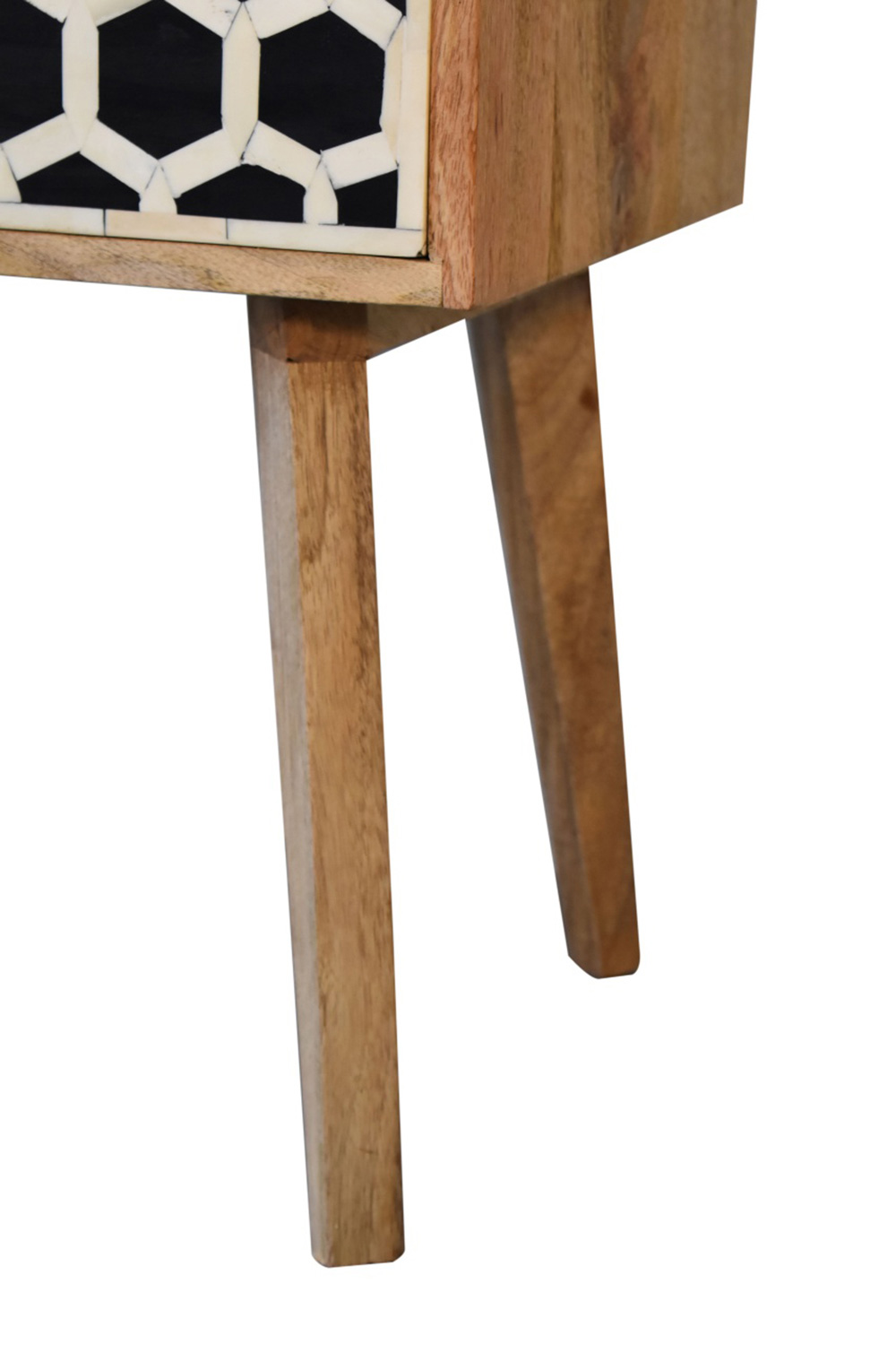 Artisan Bone Inlay Bedside with 2 Drawers - Chestnut, Tapered
