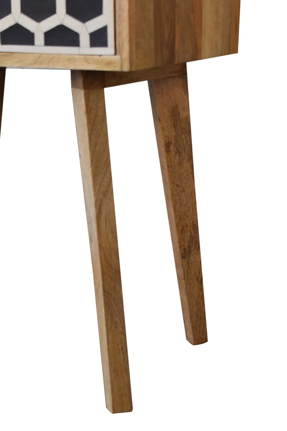 Artisan Bone Inlay Bedside with 1 Drawers - Oak-ish, Tapered