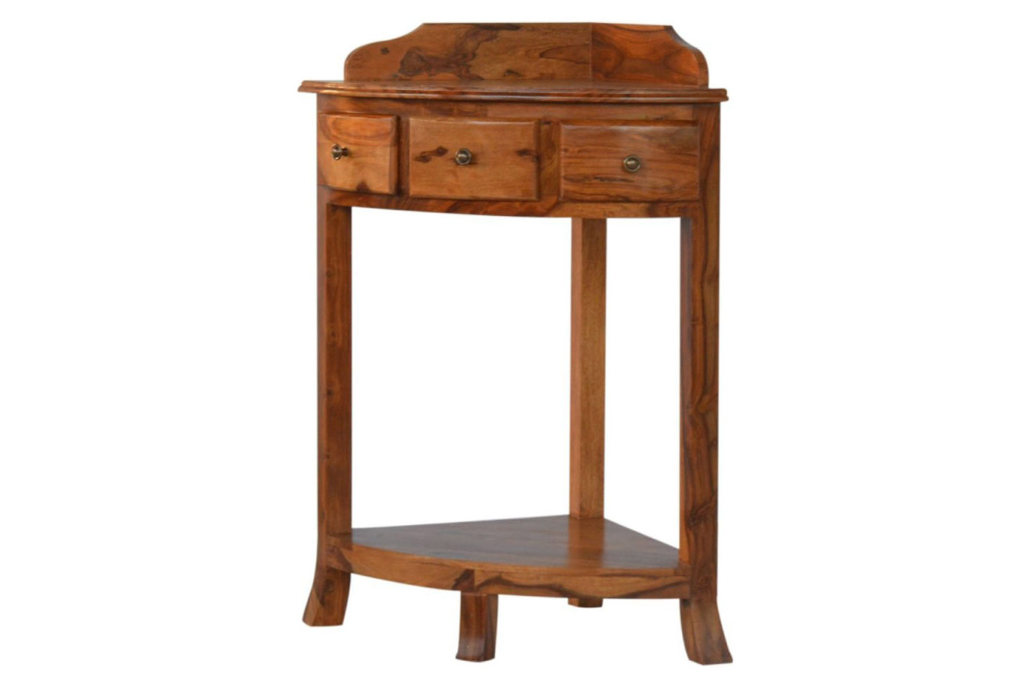 Artisan - Solid Sheesham Wood Corner Wash Stand with a Gallery Back