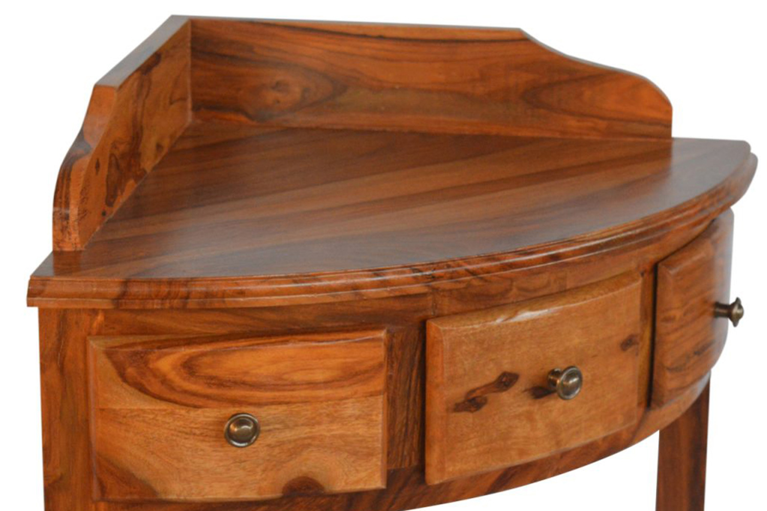 Artisan - Solid Sheesham Wood Corner Wash Stand with a Gallery Back