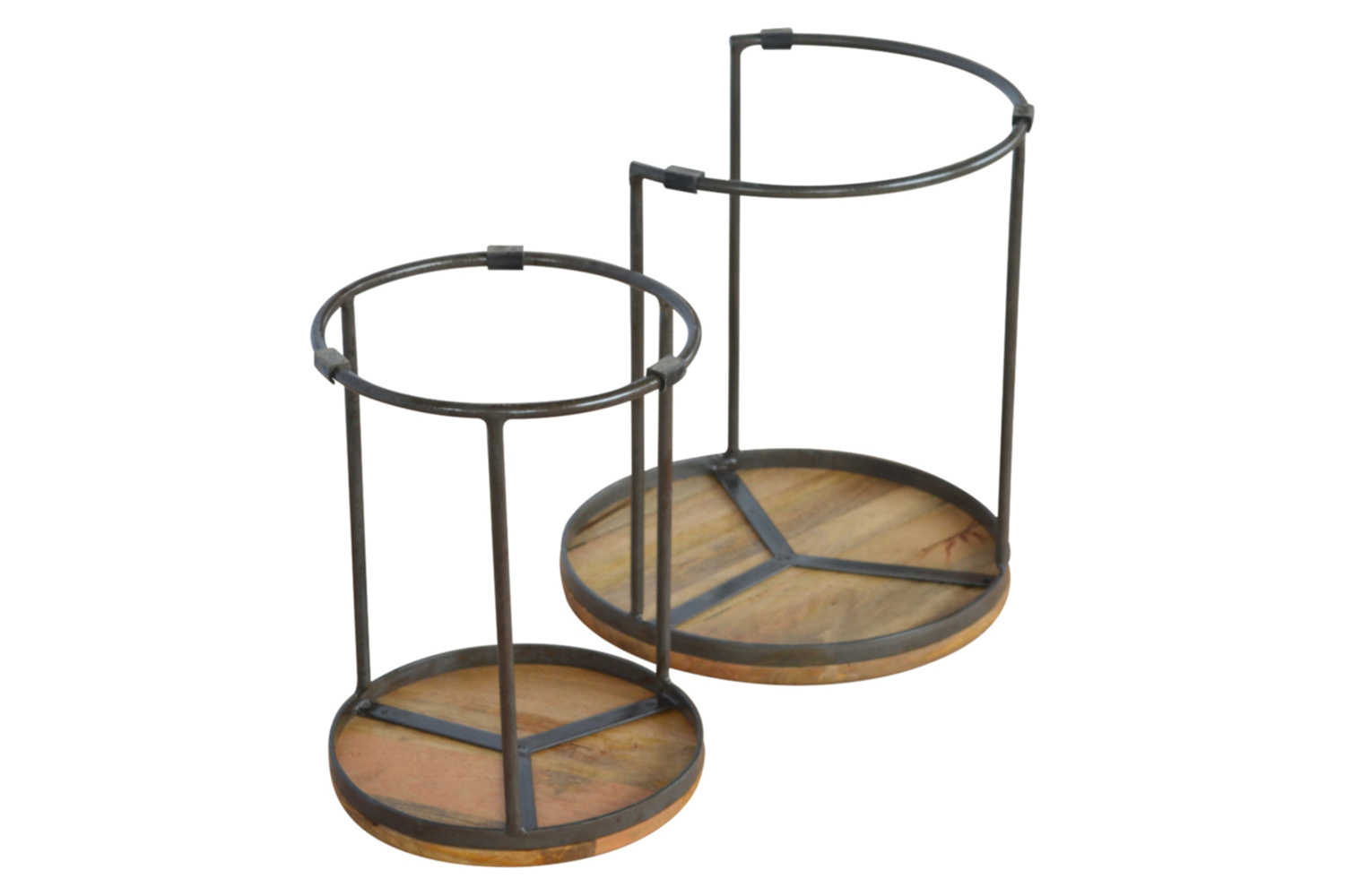 Artisan - Round Stool Set of 2 with Iron Base