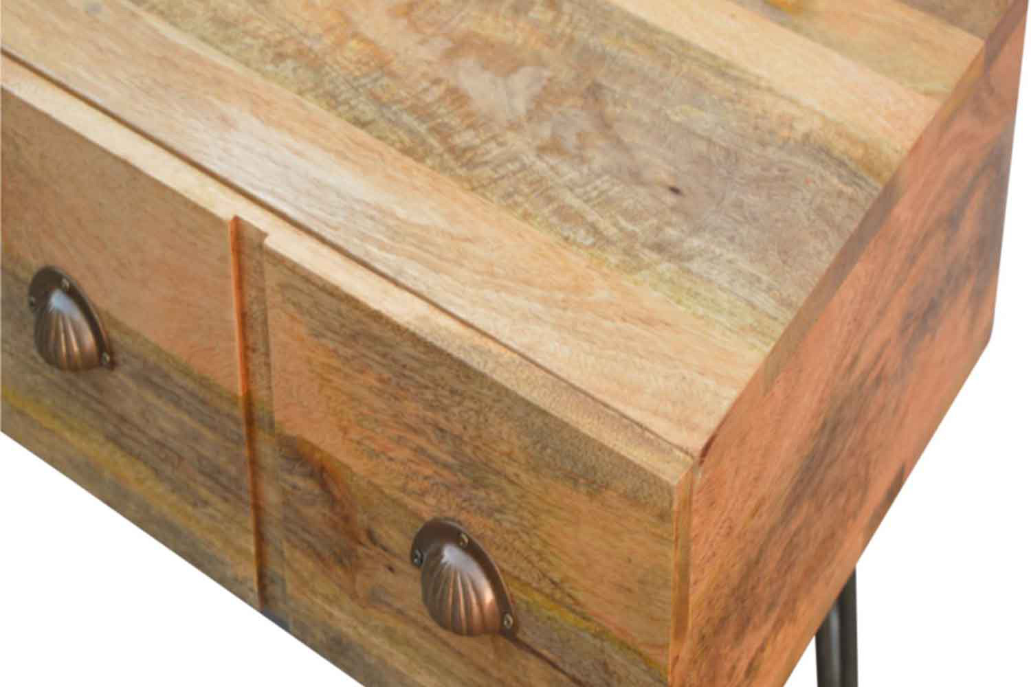 Artisan - Solid Wood 2 Drawers Console Table with Iron Base