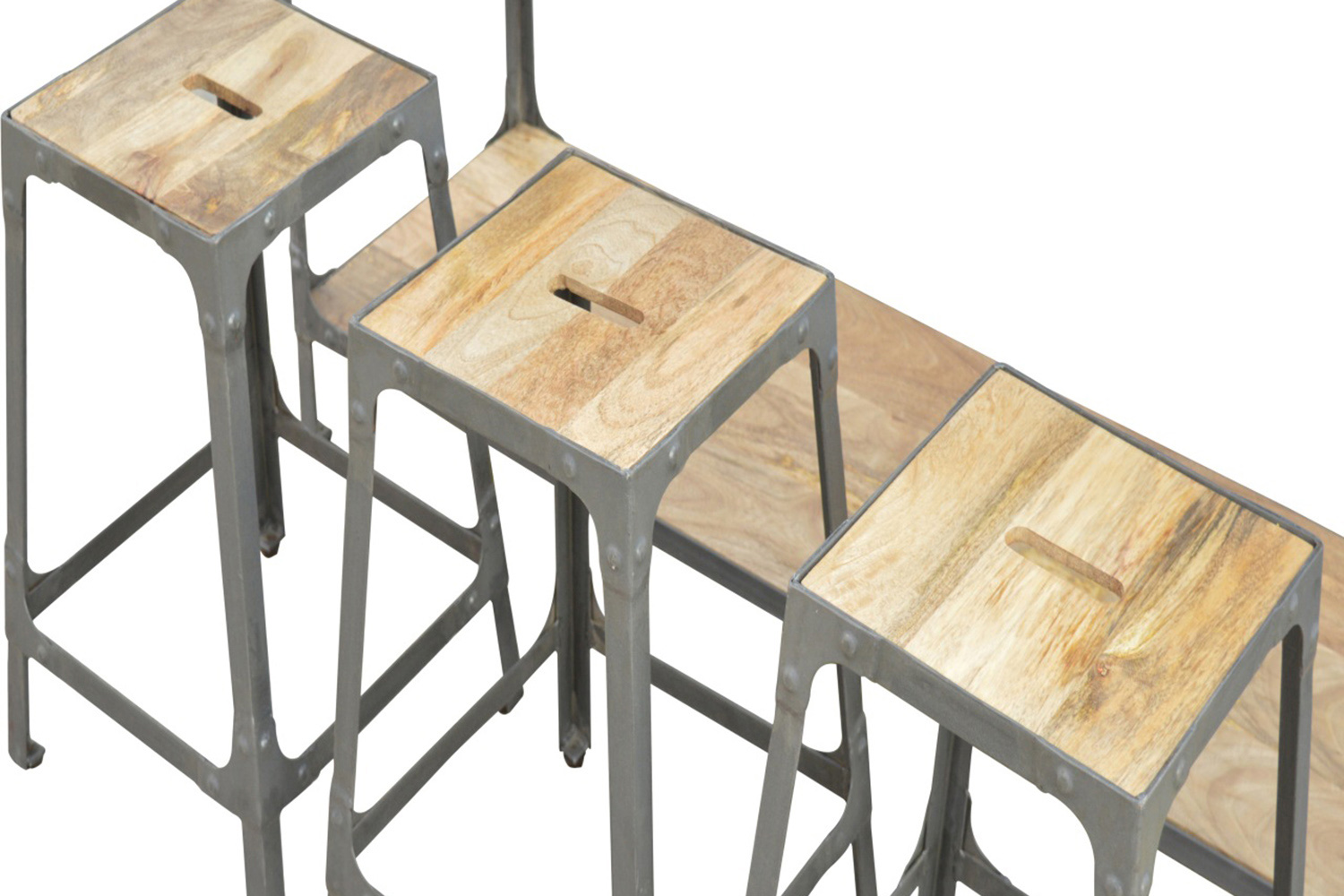 Artisan - Iron Kitchen Table with 3 Nesting Stools