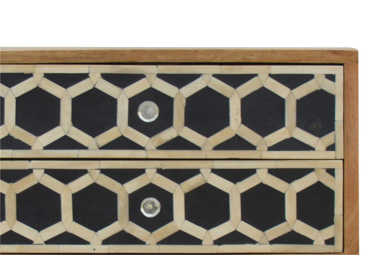 Artisan Bone Inlay Bedside with 2 Drawers - Oak-ish, Scandinavian