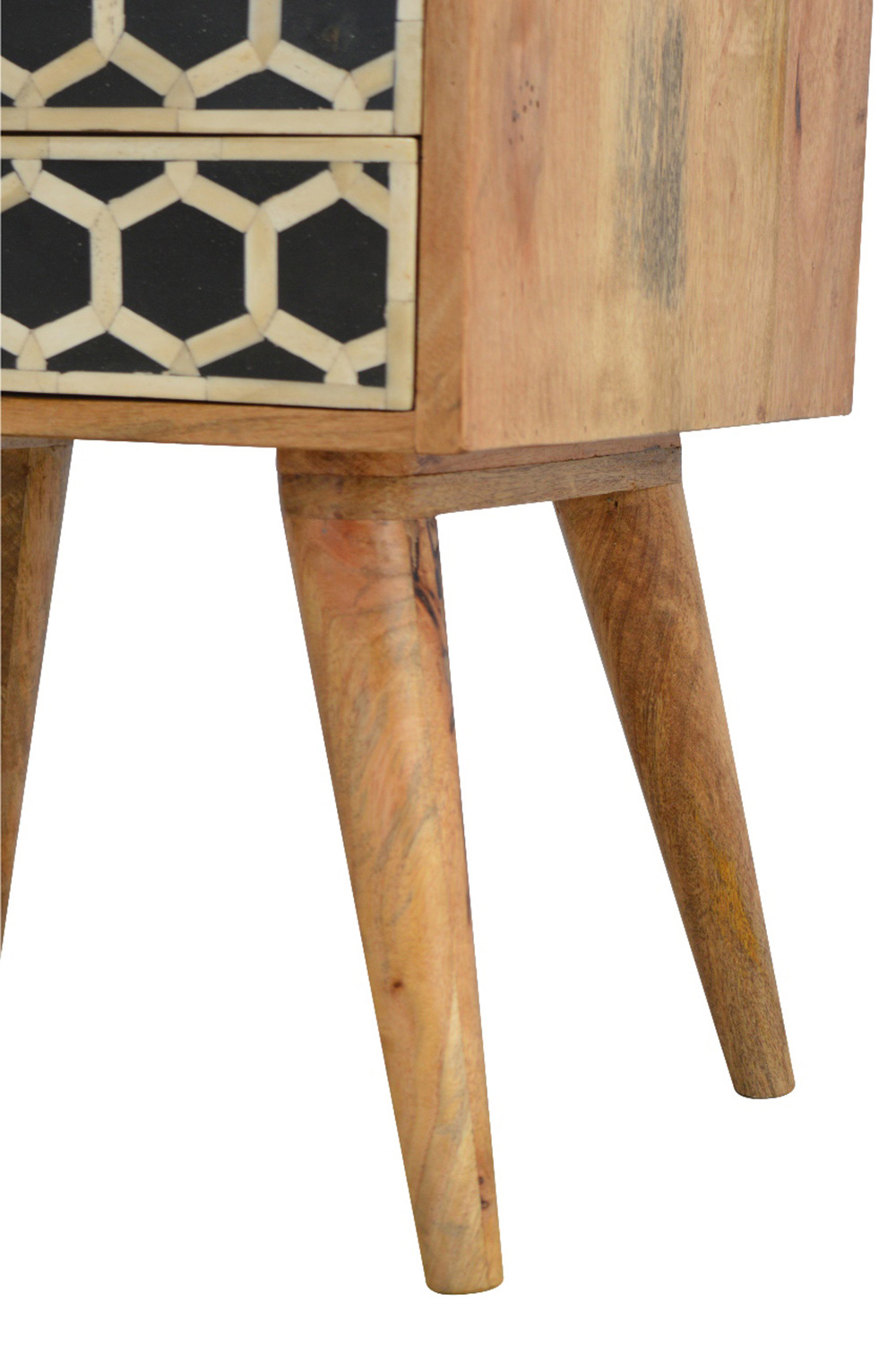 Artisan Bone Inlay Bedside with 2 Drawers - Oak-ish, Scandinavian