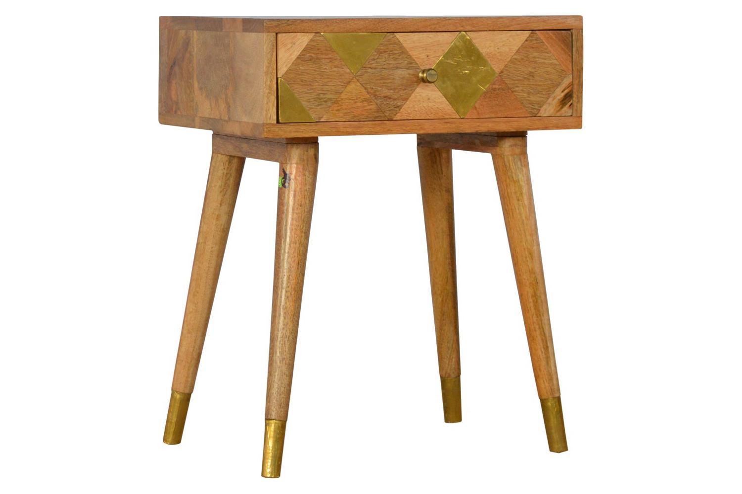 Artisan - Oak-ish Gold Brass Inlay Bedside
