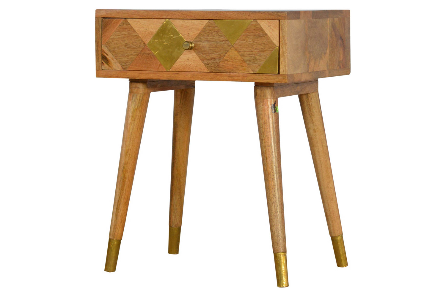 Artisan - Oak-ish Gold Brass Inlay Bedside