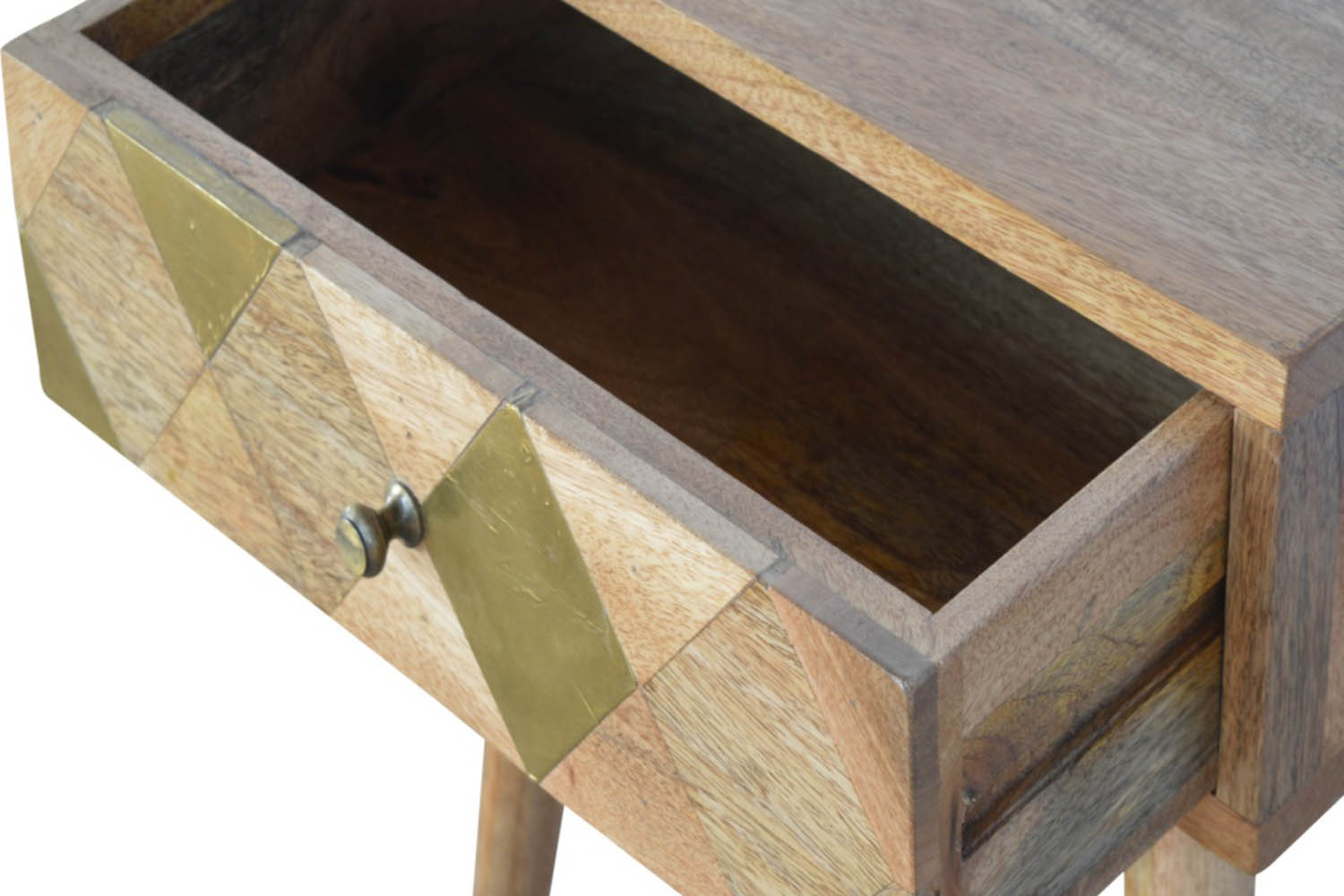 Artisan - Oak-ish Gold Brass Inlay Bedside