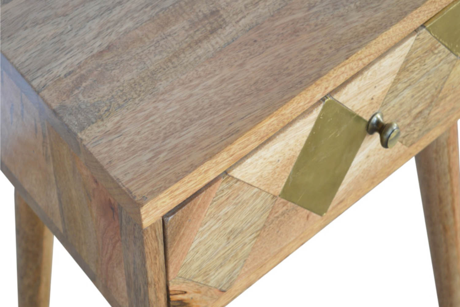 Artisan - Oak-ish Gold Brass Inlay Bedside