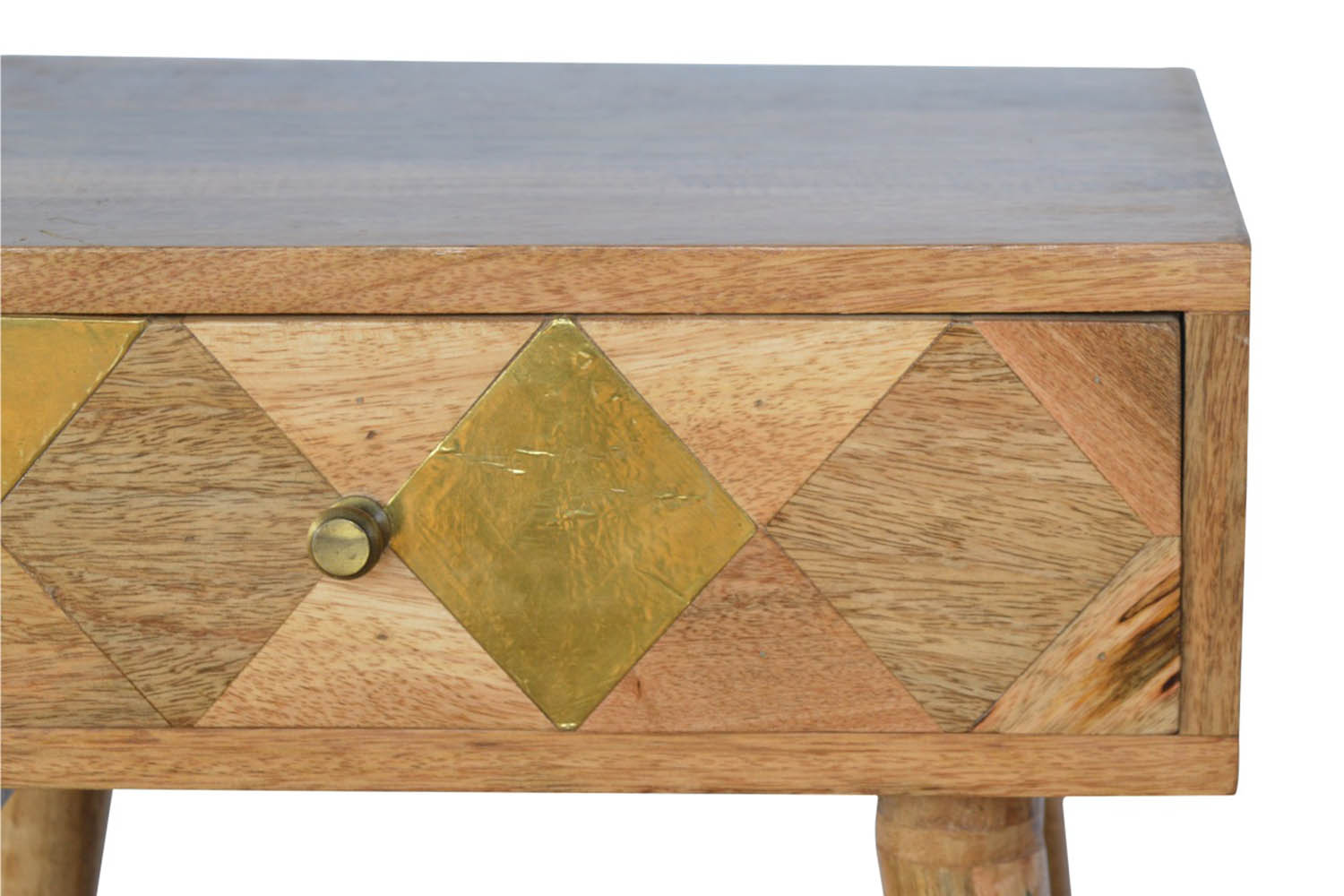 Artisan - Oak-ish Gold Brass Inlay Bedside